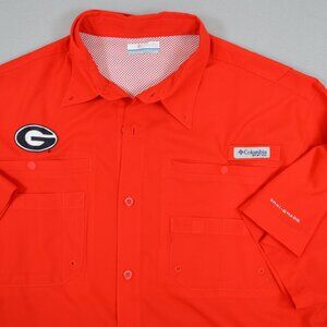 🐶 Columbia PFG Tamiami Georgia Bulldogs Fishing Shirt Omni-Shade Men’s L